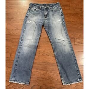 Levi's 514 Jeans Men's 32x30 Denim Distressed Straight Leg Stretch Light Wash